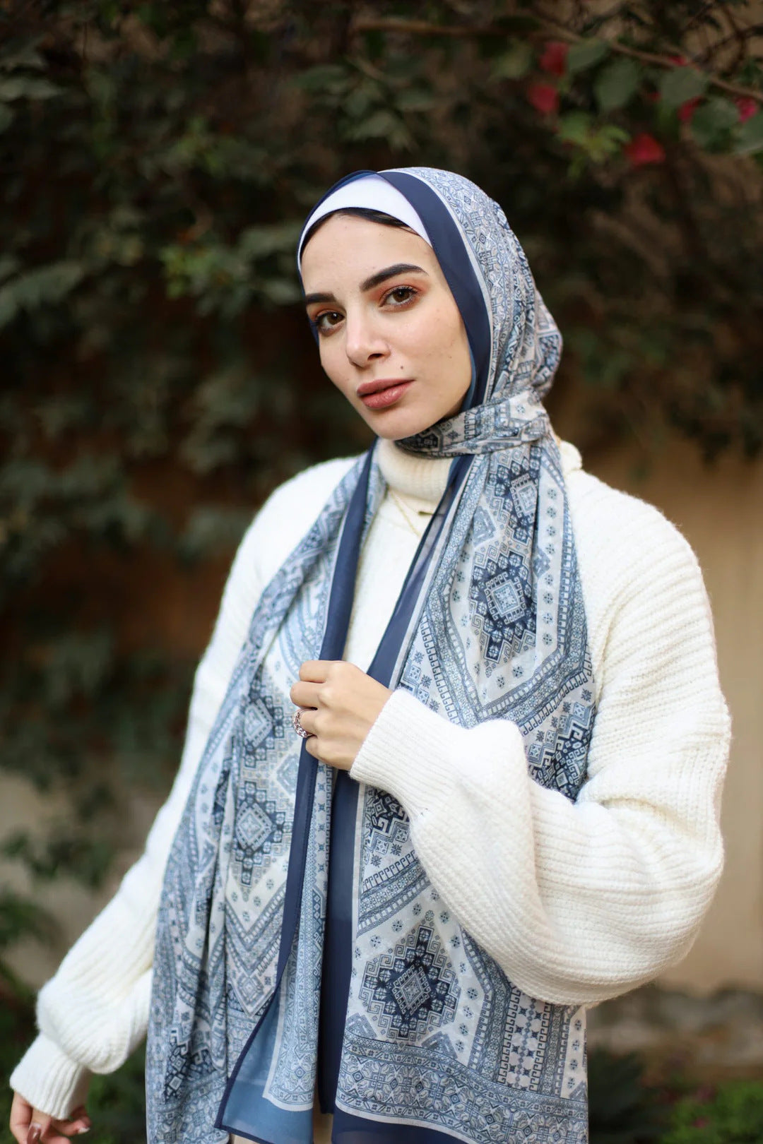 Satin Printed Head Wrap Scarf Elegant Shawl