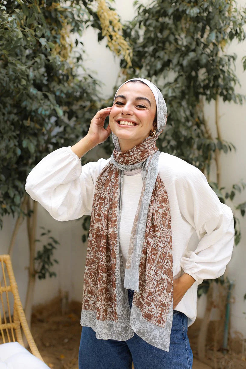 Satin Printed Head Wrap Scarf Elegant Shawl