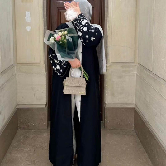 Dubai Embroidered Loose Bat Sleeve Cardigan Robe