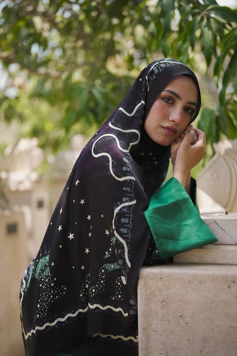 Satin Printed Head Wrap Scarf Elegant Shawl