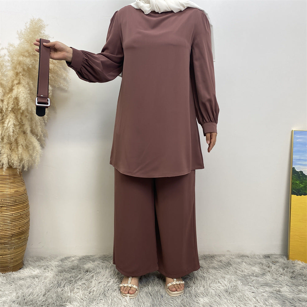 Solid Color Dubai Two-Piece Set for Women