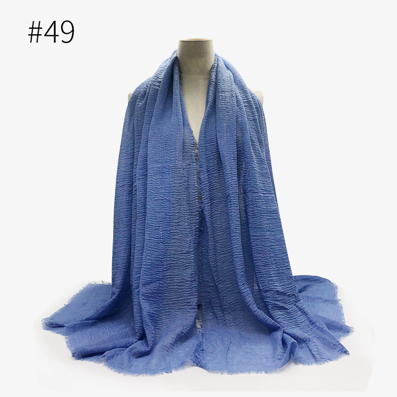 Bubble Plain Soft Cotton Scarf Wrap For Women