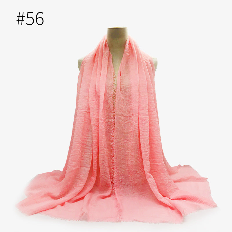 Bubble Plain Soft Cotton Scarf Wrap For Women