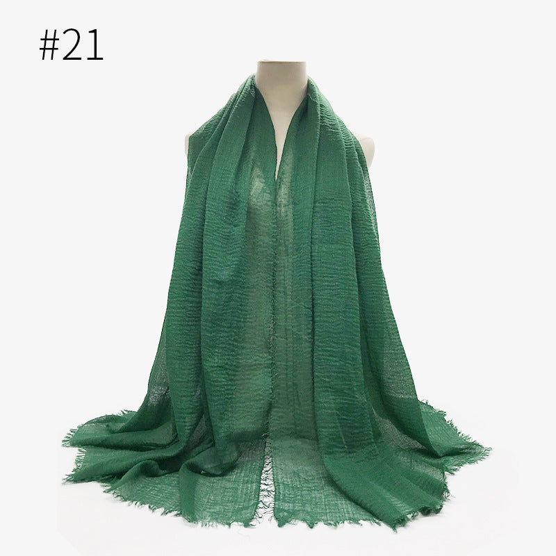 Bubble Plain Soft Cotton Scarf Wrap For Women
