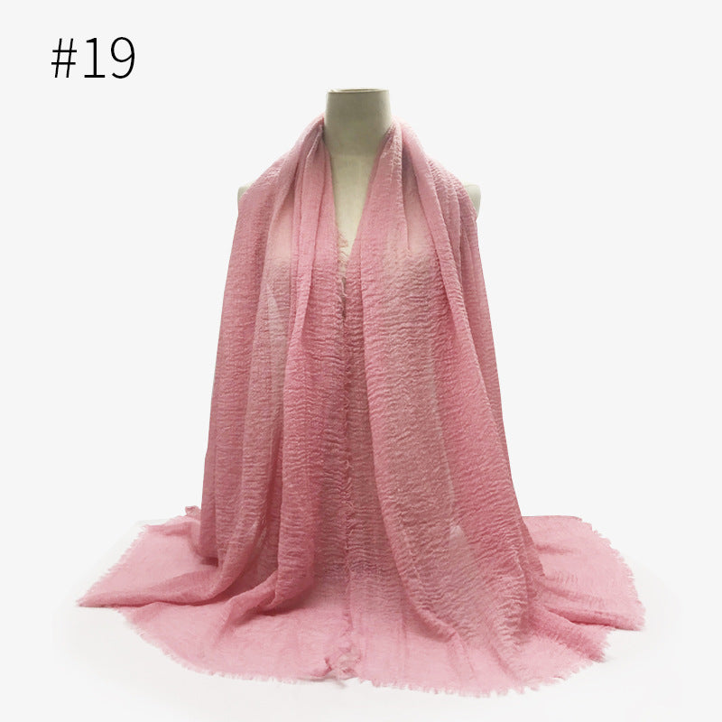 Bubble Plain Soft Cotton Scarf Wrap For Women
