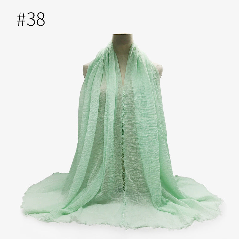 Bubble Plain Soft Cotton Scarf Wrap For Women