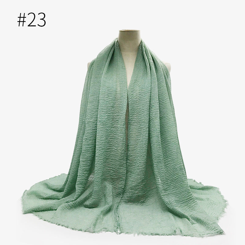 Bubble Plain Soft Cotton Scarf Wrap For Women