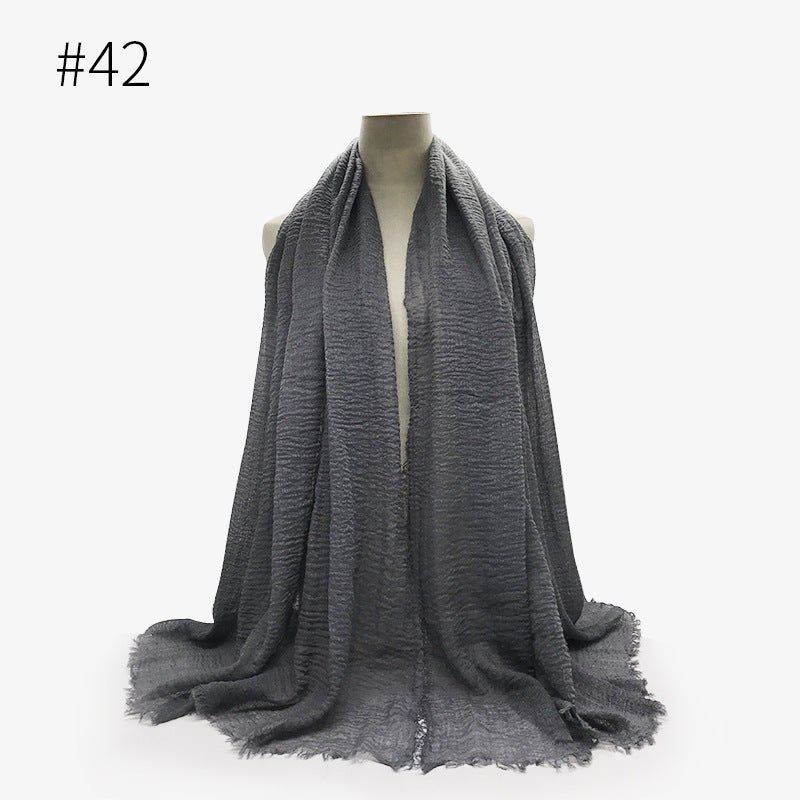 Bubble Plain Soft Cotton Scarf Wrap For Women