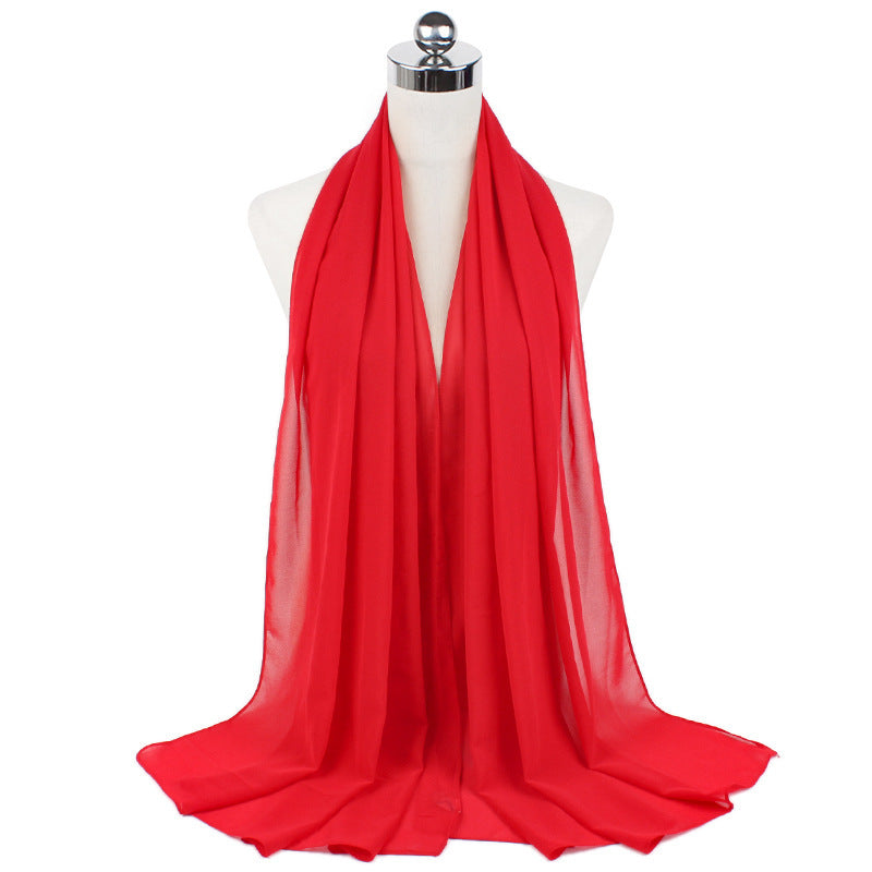 Pearl Chiffon Monochrome Women Scarf