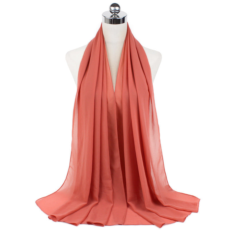 Pearl Chiffon Monochrome Women Scarf