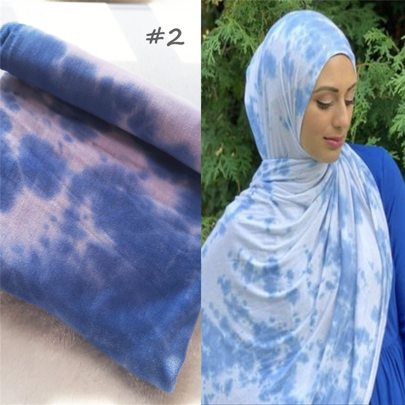 Cotton Modal Tie-Dye Jersey Shawl Scarf Wrap