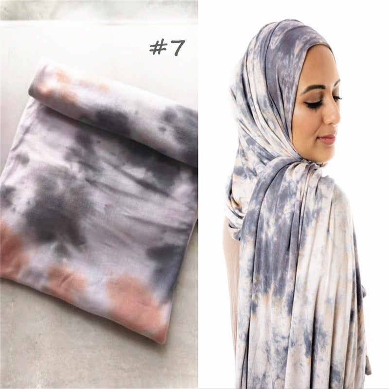Cotton Modal Tie-Dye Jersey Shawl Scarf Wrap