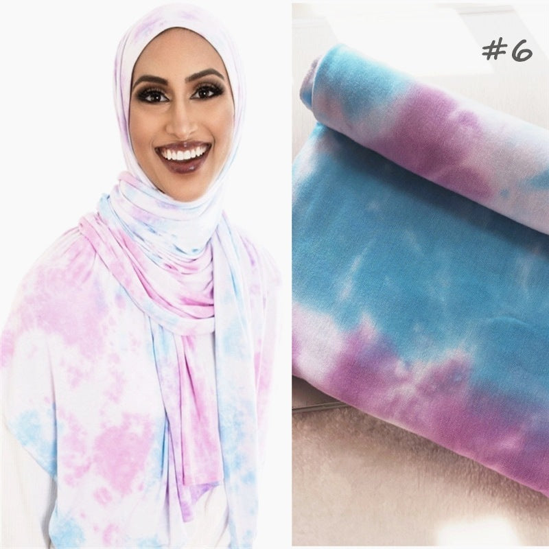 Cotton Modal Tie-Dye Jersey Shawl Scarf Wrap