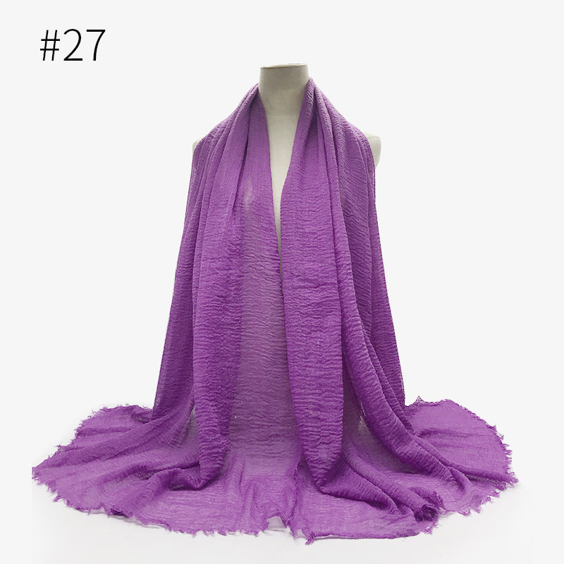 Bubble Plain Soft Cotton Scarf Wrap For Women