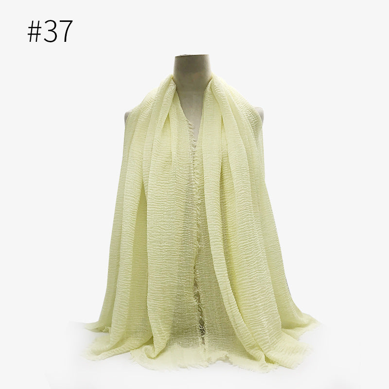 Bubble Plain Soft Cotton Scarf Wrap For Women