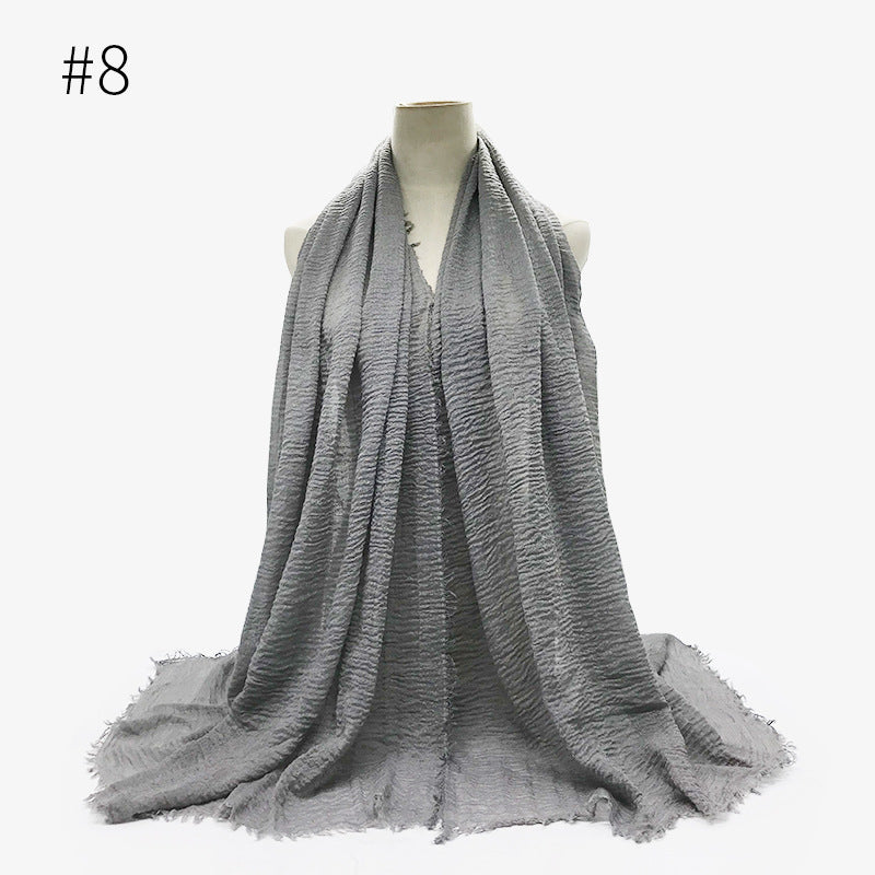 Bubble Plain Soft Cotton Scarf Wrap For Women