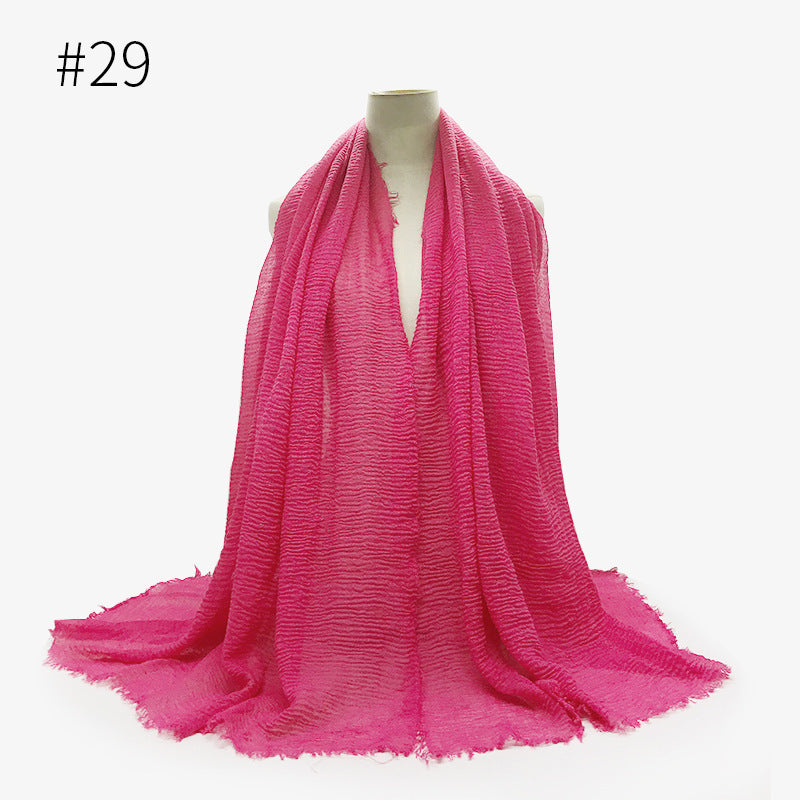 Bubble Plain Soft Cotton Scarf Wrap For Women
