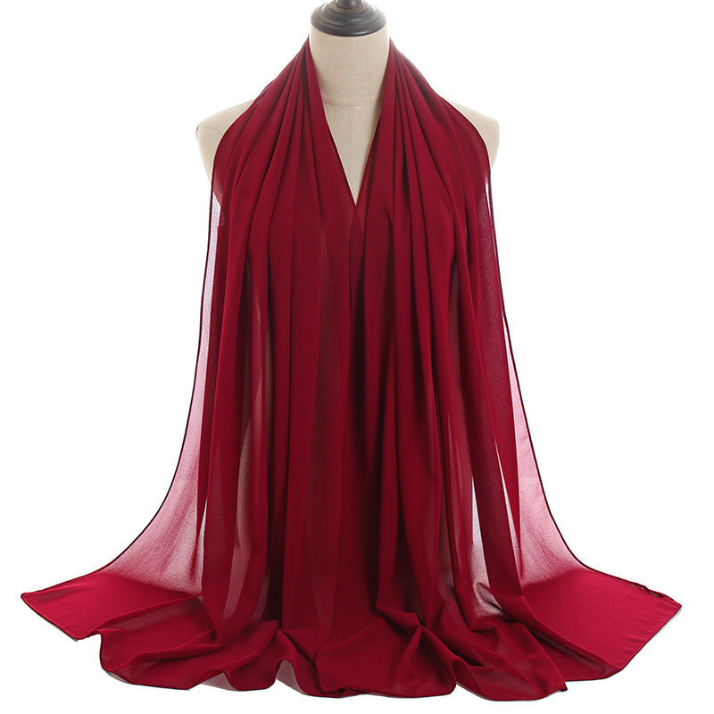 Pearl Chiffon Monochrome Women Scarf