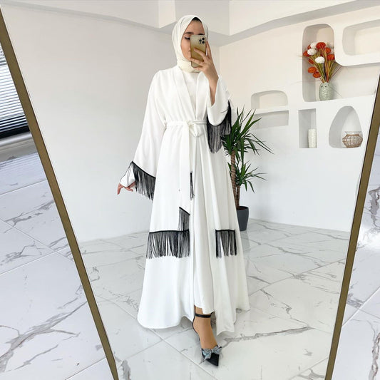 Tassel Abaya Coat Fashion Robe Dress Dubai