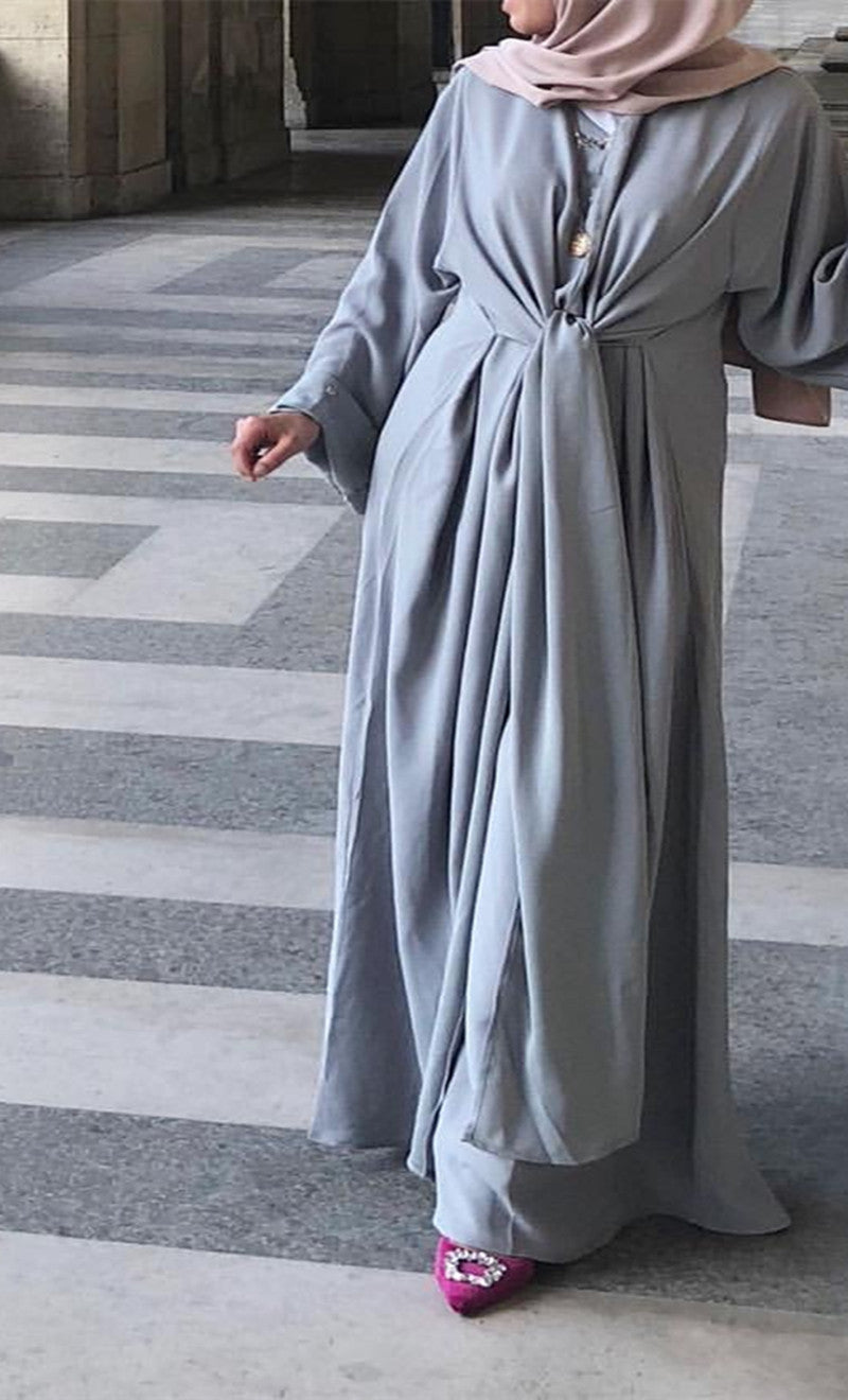 Two-Piece Tie Robe Set in Dubai Modest Wear