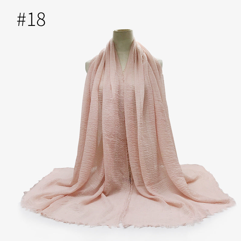 Bubble Plain Soft Cotton Scarf Wrap For Women
