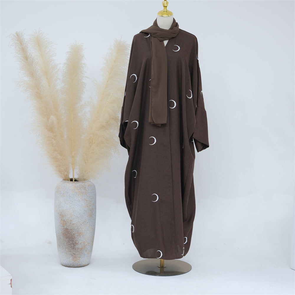 Moon Embroidery Cardigan Dress Dubai