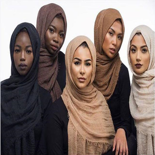 Bubble Plain Soft Cotton Scarf Wrap For Women
