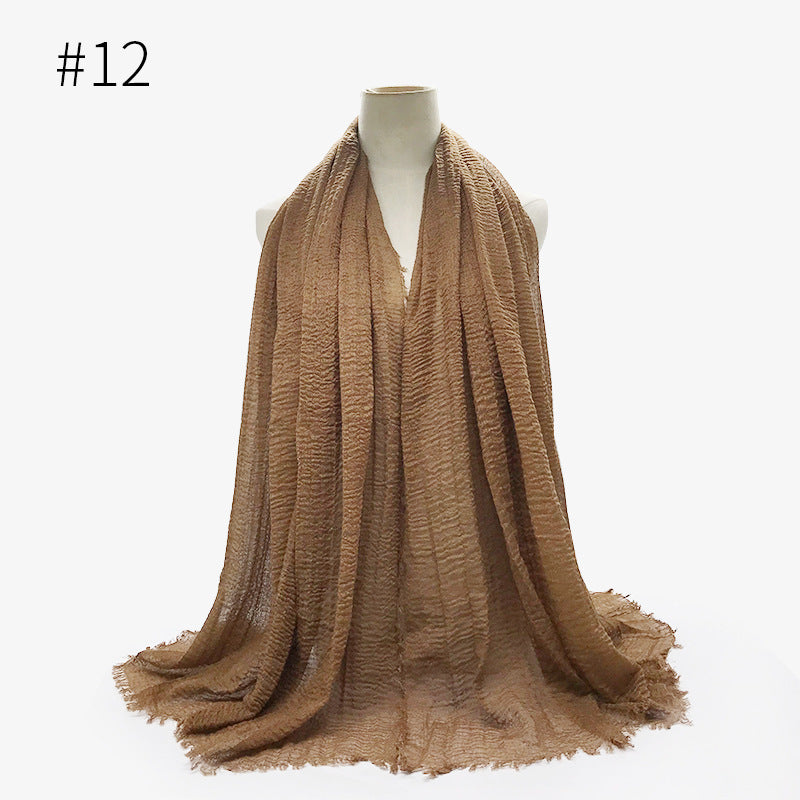 Bubble Plain Soft Cotton Scarf Wrap For Women