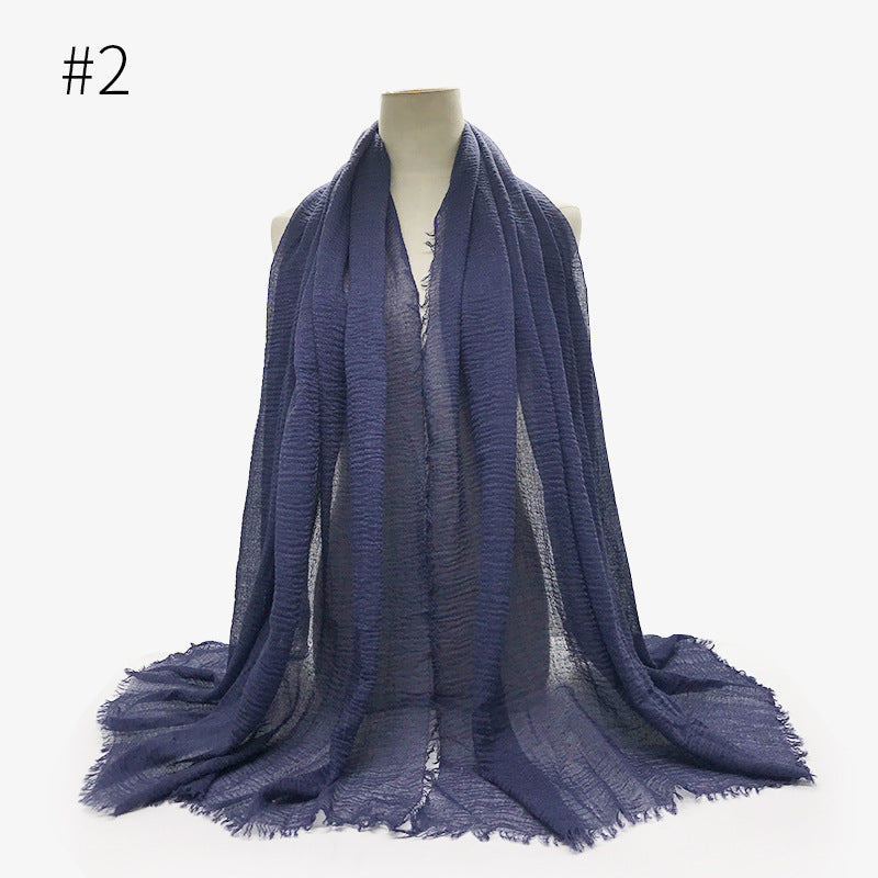Bubble Plain Soft Cotton Scarf Wrap For Women