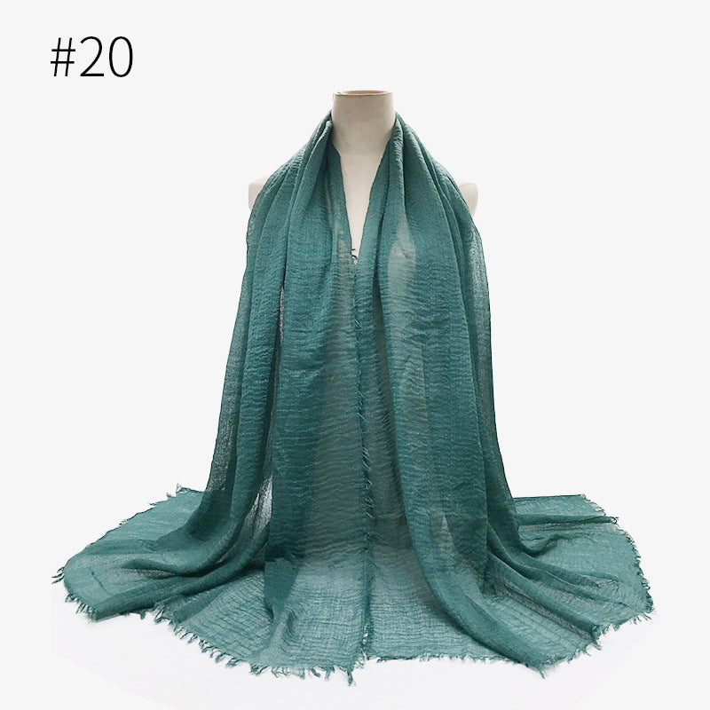 Bubble Plain Soft Cotton Scarf Wrap For Women