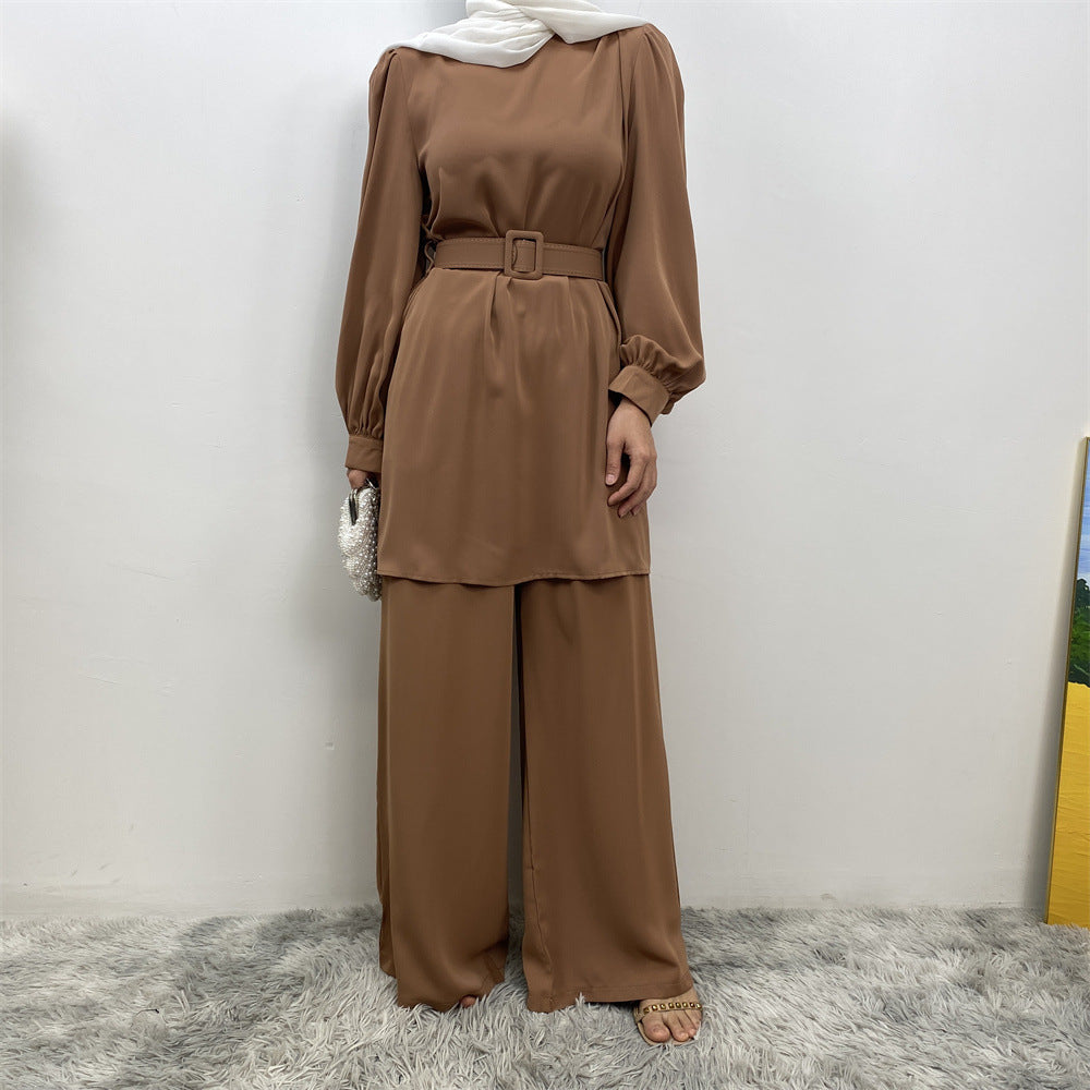 Solid Color Dubai Two-Piece Set for Women