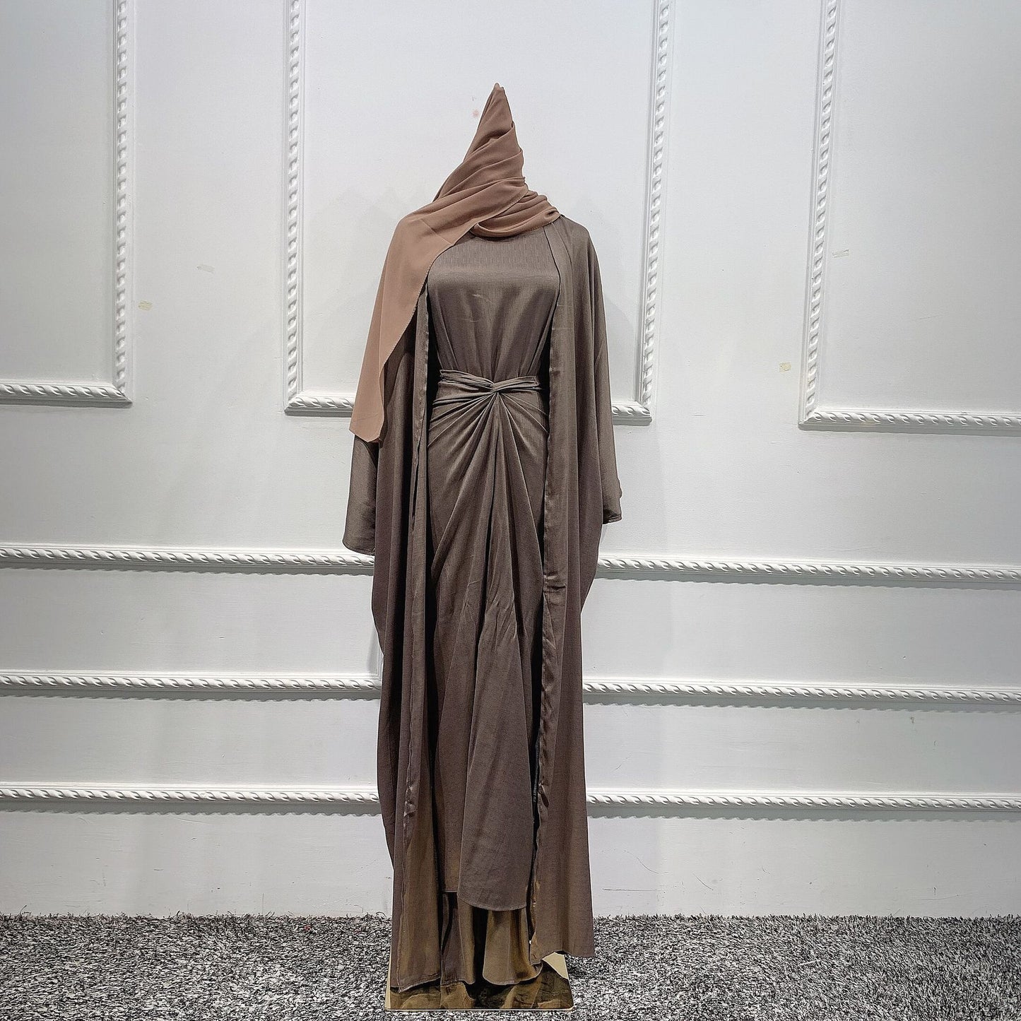 Solid Jumpsuit Robe Dubai Elegant Women Wear
