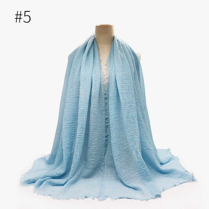 Bubble Plain Soft Cotton Scarf Wrap For Women