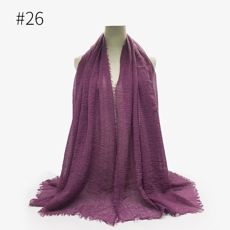 Bubble Plain Soft Cotton Scarf Wrap For Women