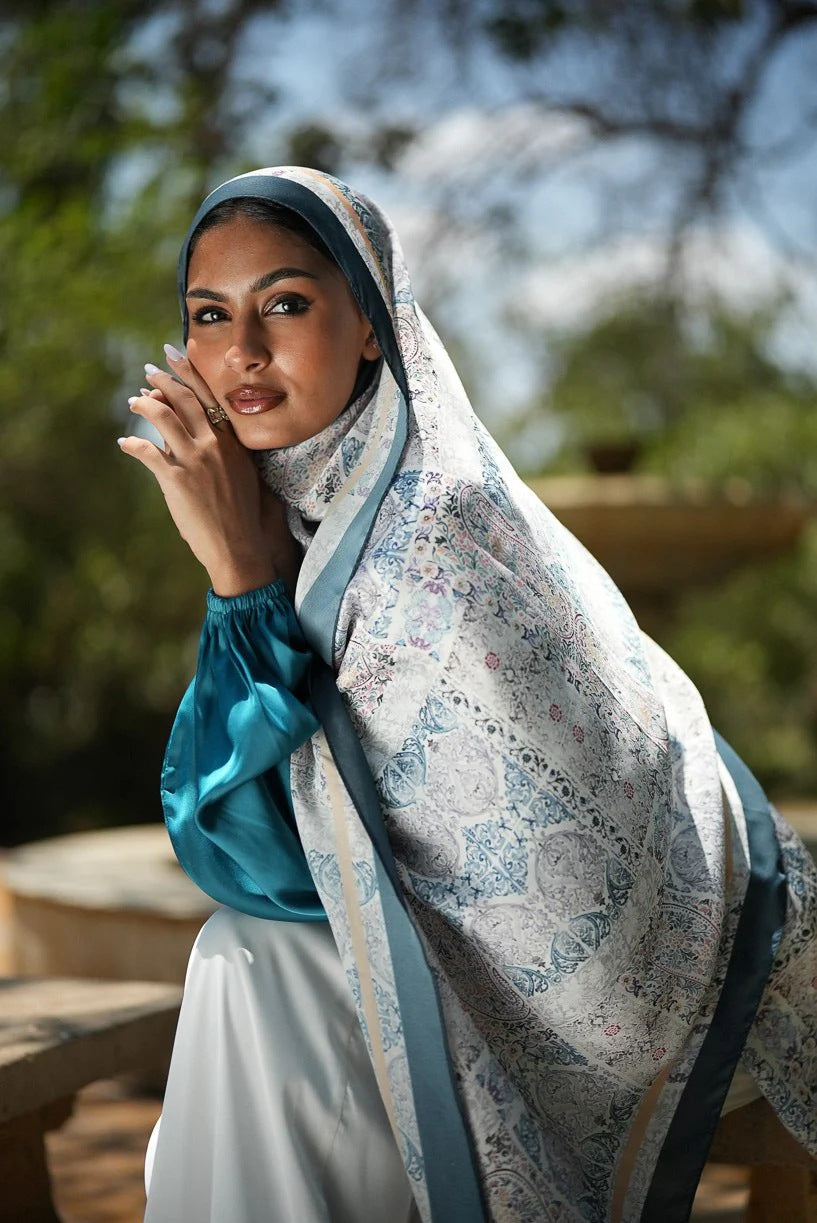 Satin Printed Head Wrap Scarf Elegant Shawl