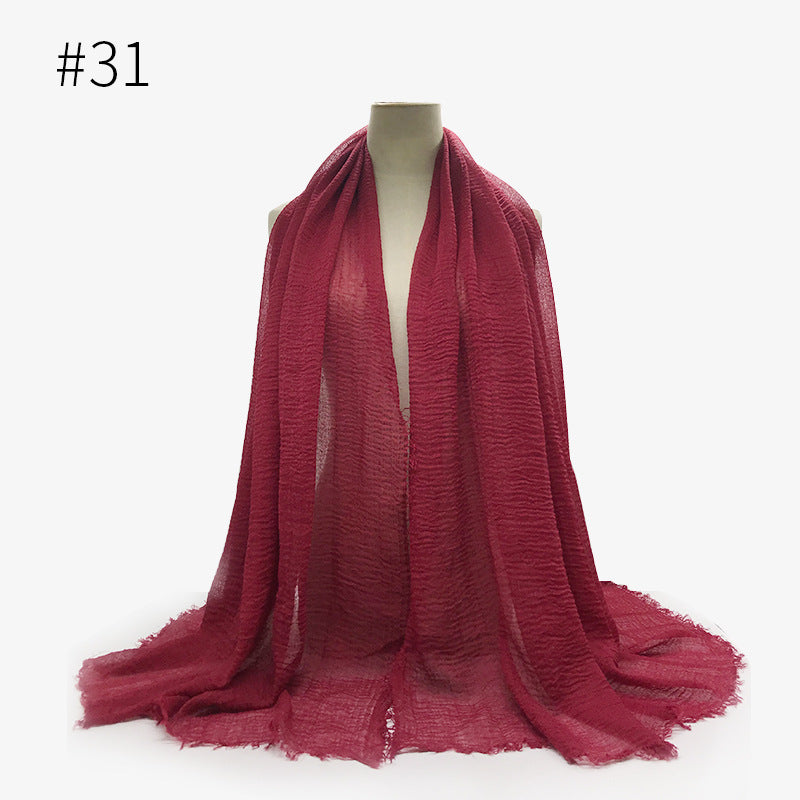 Bubble Plain Soft Cotton Scarf Wrap For Women