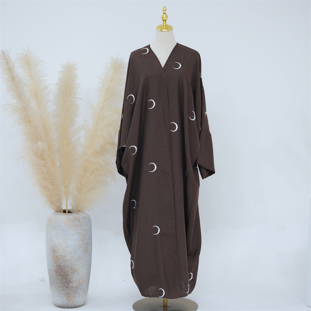 Moon Embroidery Cardigan Dress Dubai