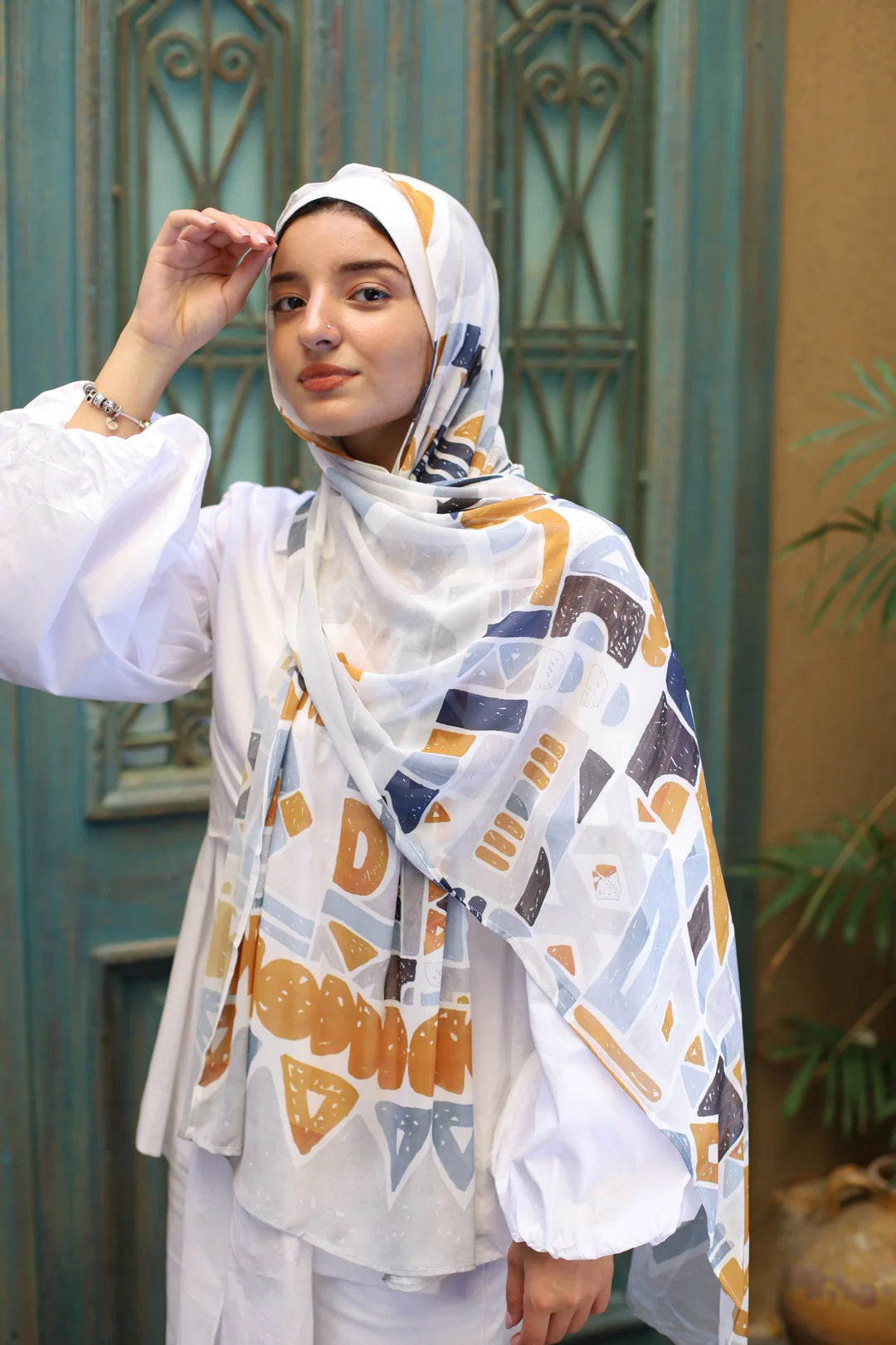 Satin Printed Head Wrap Scarf Elegant Shawl