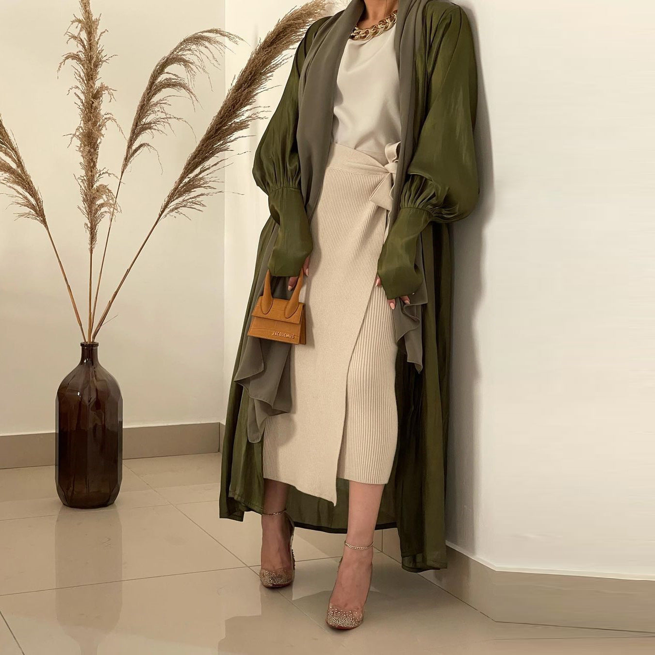 Satin Cardigan Gown Elegant Style Dubai
