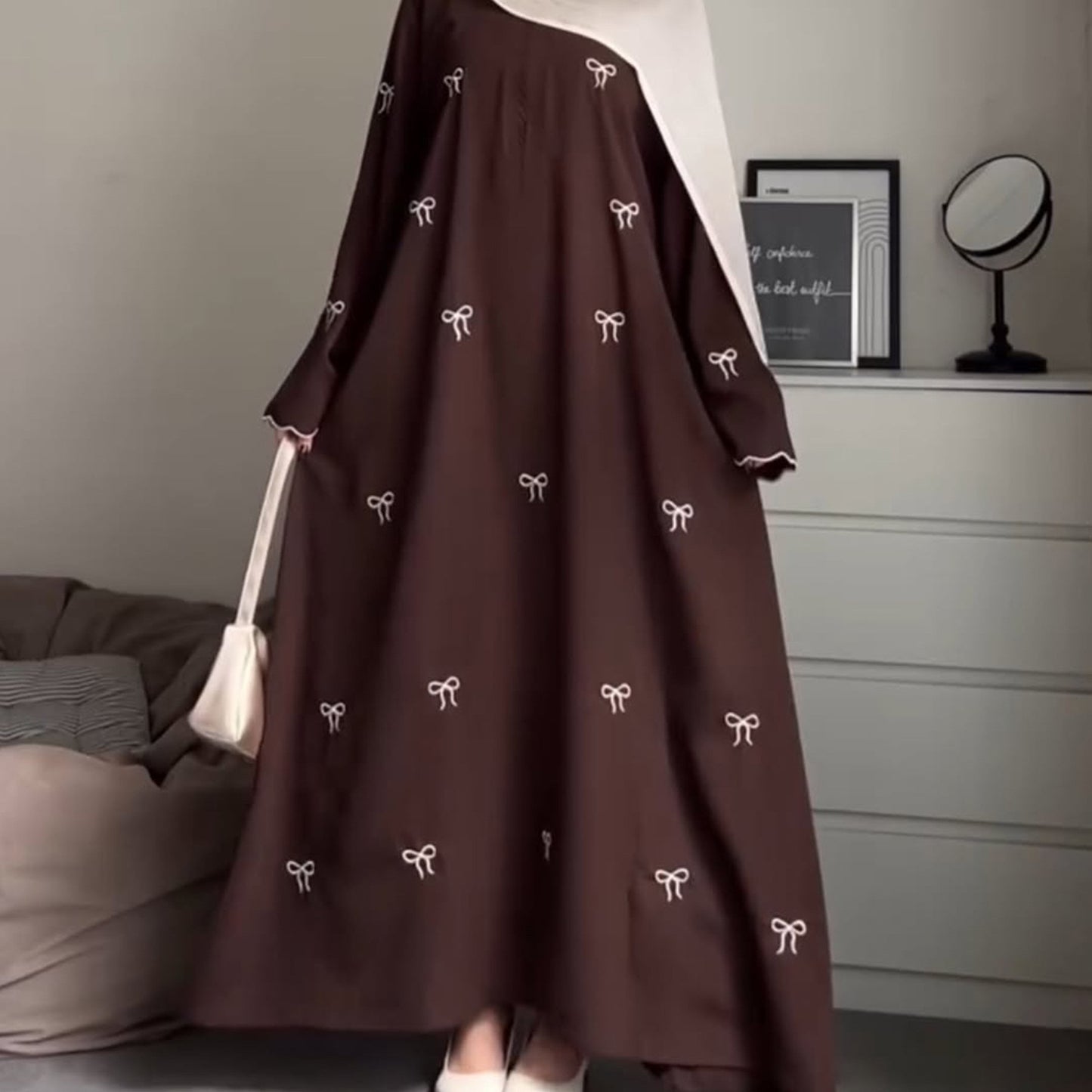 Bowknot Embroidery Elegant Dress Dubai
