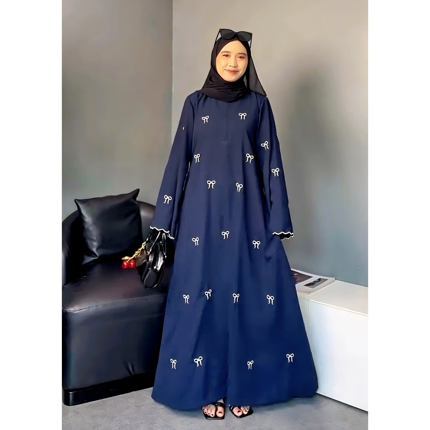 Bowknot Embroidery Elegant Dress Dubai