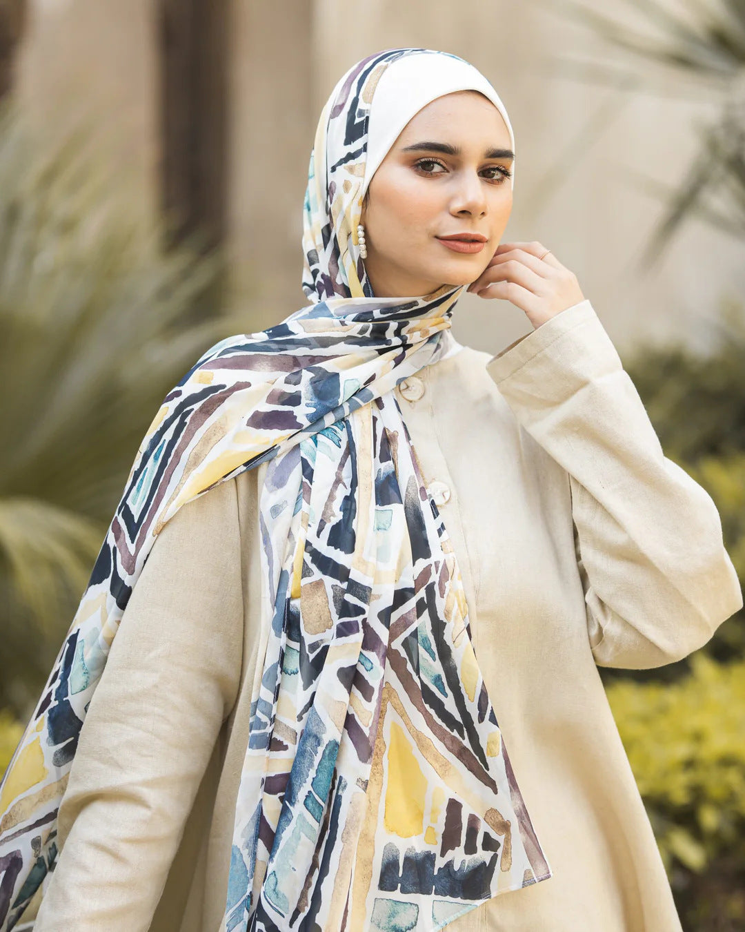 Satin Printed Head Wrap Scarf Elegant Shawl