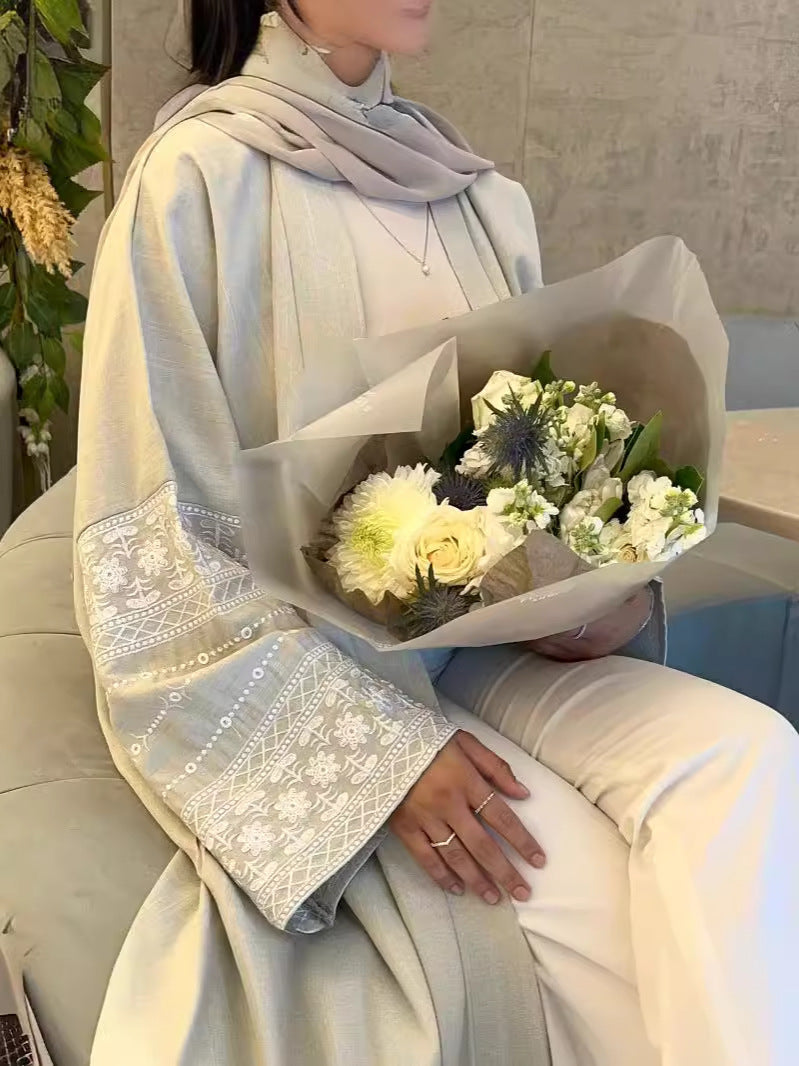 Saudi Middle East Embroidered Elegant Cardigan Robe