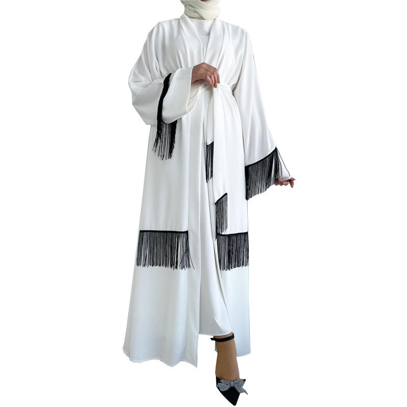 Tassel Abaya Coat Fashion Robe Dress Dubai