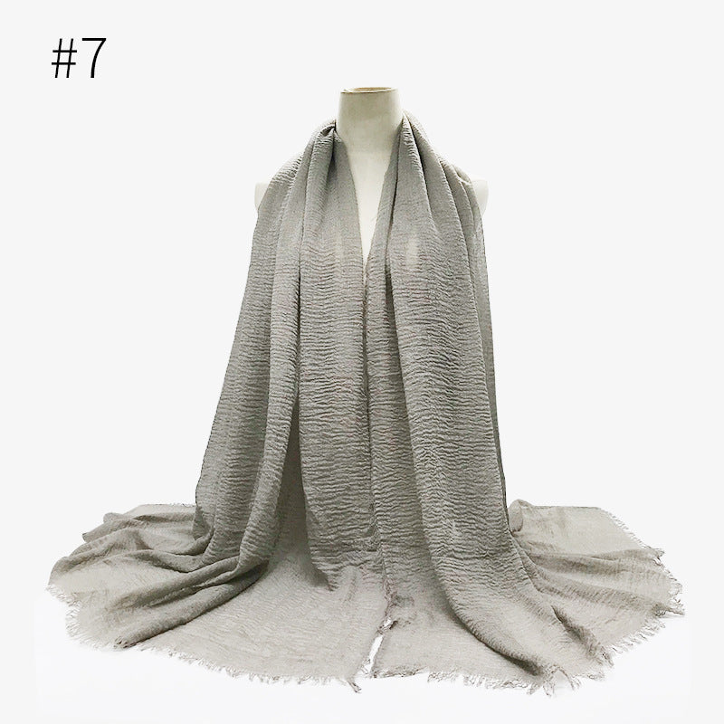 Bubble Plain Soft Cotton Scarf Wrap For Women
