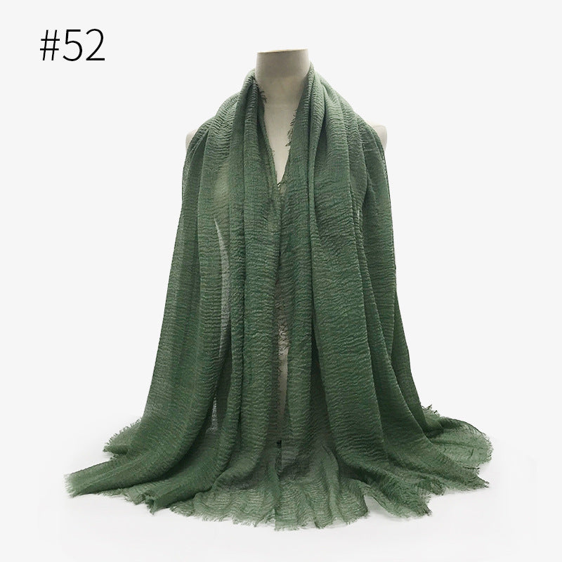 Bubble Plain Soft Cotton Scarf Wrap For Women