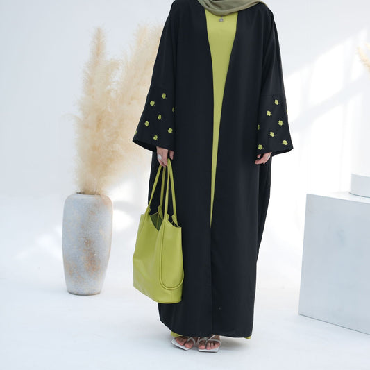 Clover Embroidered Elegant Cardigan Dress