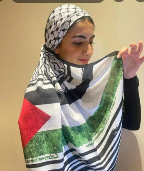 Satin Printed Head Wrap Scarf Elegant Shawl
