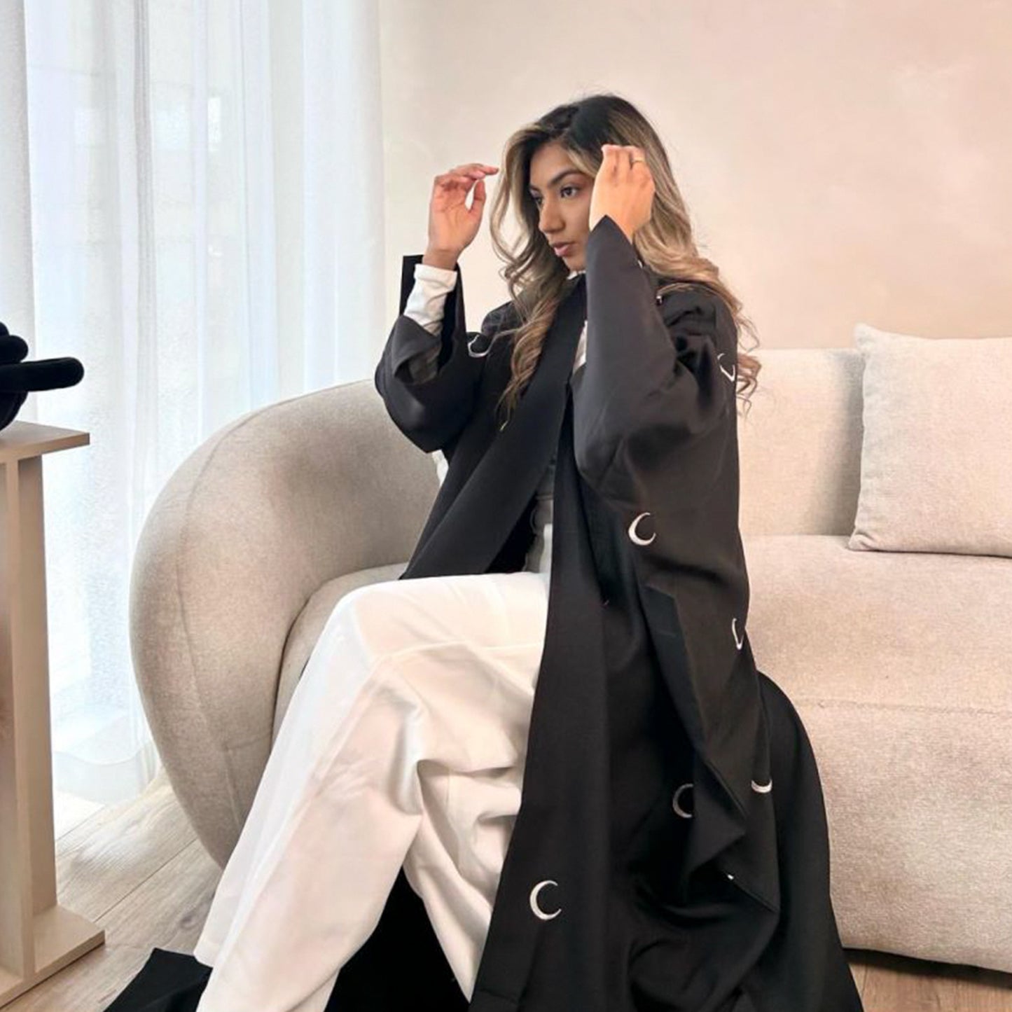 Moon Embroidery Cardigan Dress Dubai