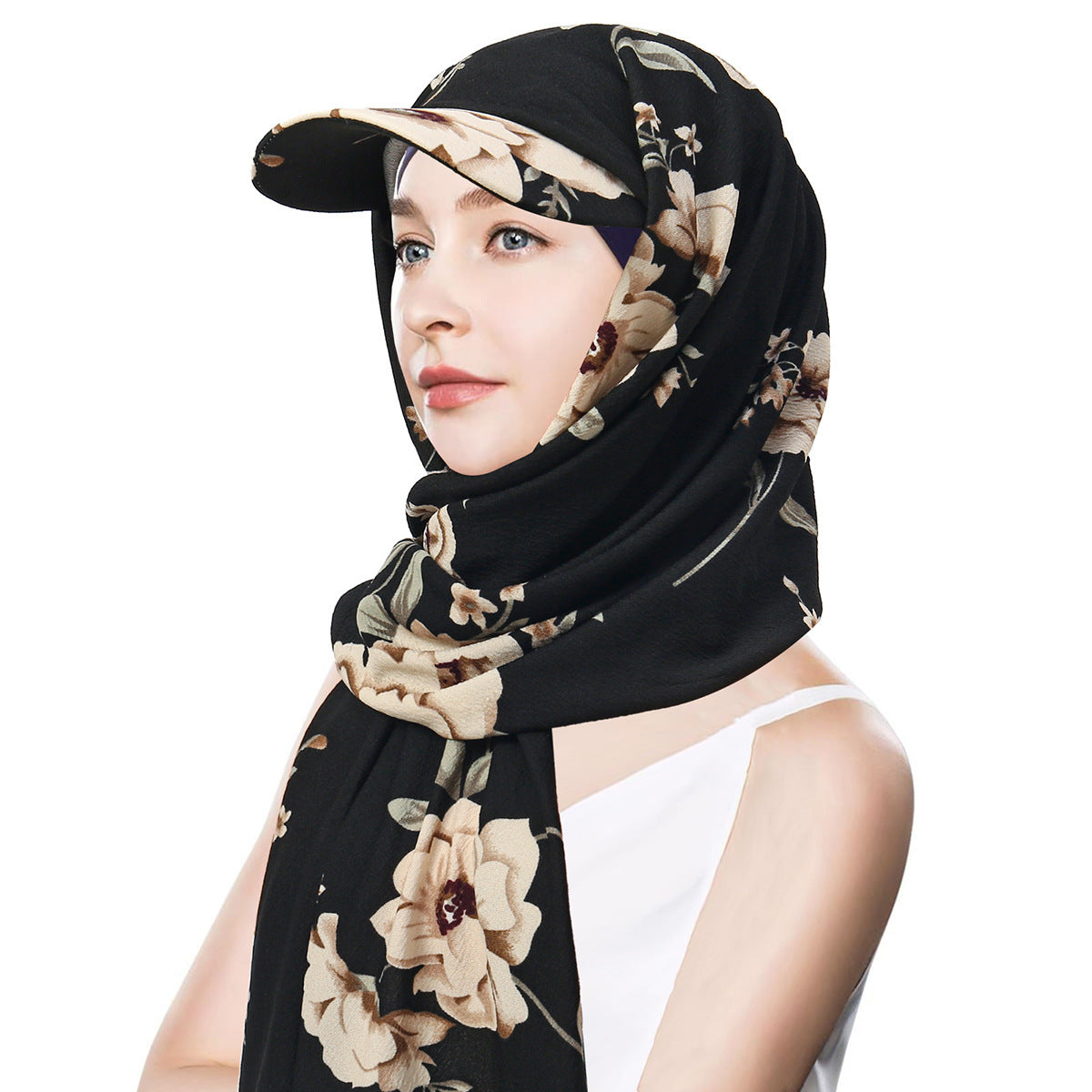 Solid Color Scarf Hat Pullover Women Middle East